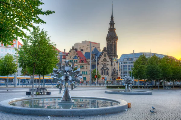 Leipzig Alemanha Agosto 2022 Vista Nascer Sol Igreja Reformista Evangélica — Fotografia de Stock