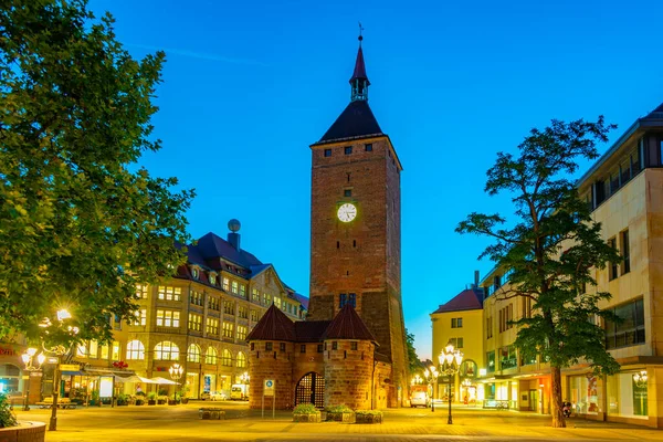 Nurnberg Γερμανία Αυγούστου 2022 Νυχτερινή Θέα Της Κουρτίνας Weisser Στο — Φωτογραφία Αρχείου