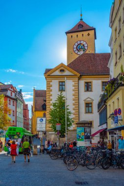 Regensburg, Almanya, 12 Ağustos 2022: Regensburg, Almanya 'daki eski belediye binası.