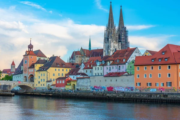 stock image Regensburg, Germany, August 12, 2022: Cityscape of the old town of Regensburg in Germany.