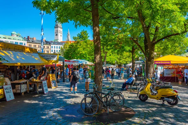 Munich Allemagne Août 2022 Viktualienmarkt Dans Ville Allemande Munchen — Photo