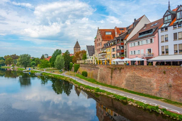 stock image Ulm, Germany, August 17, 2022: Waterfront of German town Ulm.