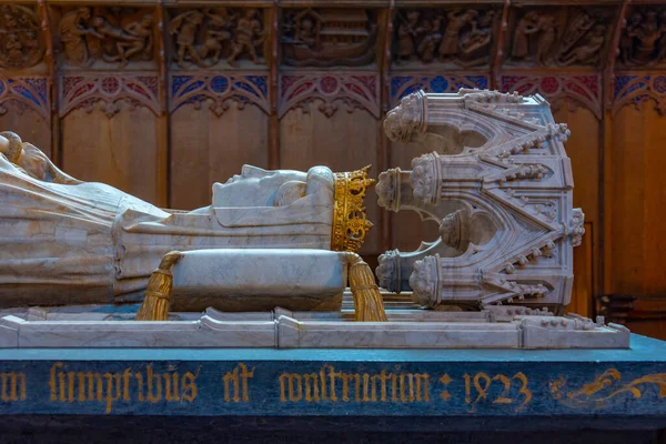 stock image Roskilde, Denmark, June 23, 2022: Royal tombs inside of the Roskilde cathedral in Denmark.