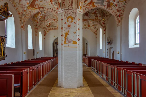 Fanefjord Dánsko Června 2022 Interiér Malovaného Kostela Fanefjord Dánsku — Stock fotografie