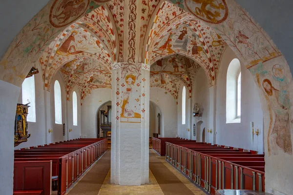 Fanefjord Dánsko Června 2022 Interiér Malovaného Kostela Fanefjord Dánsku — Stock fotografie