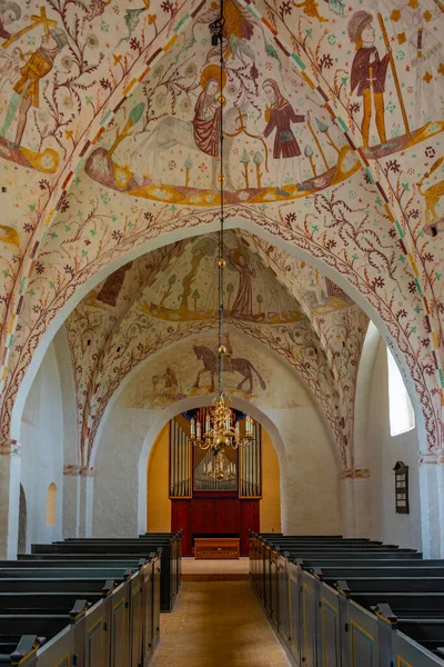Elmelunde Δανία Ιουνίου 2022 Εσωτερικό Της Βαμμένης Εκκλησίας Elmelunde Στη — Φωτογραφία Αρχείου
