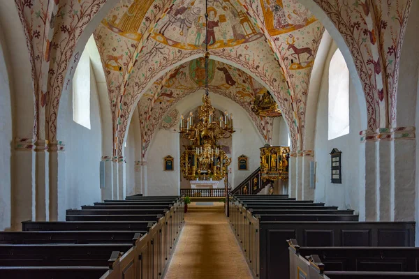 Elmelunde Dinamarca Junio 2022 Interior Iglesia Elmelunde Pintada Dinamarca —  Fotos de Stock