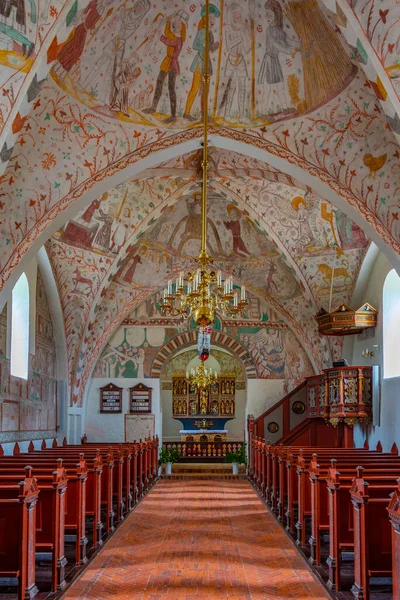 Keldby Dánsko Června 2022 Interiér Malovaného Kostela Keldby Dánsku — Stock fotografie