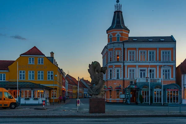 Svendborg Dänemark Juni 2022 Sonnenuntergang Auf Einer Straße Zentrum Von — Stockfoto