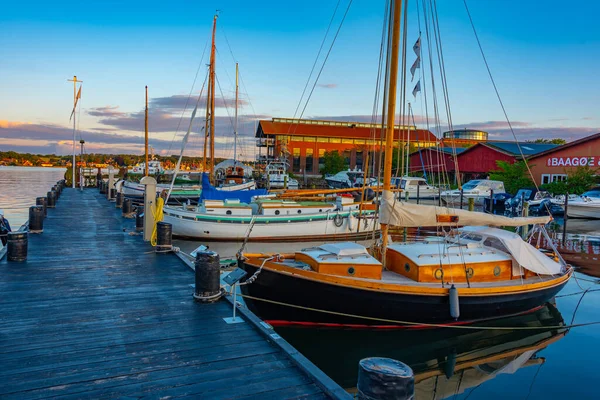 Svendborg Dinamarca Junio 2022 Vista Del Atardecer Barcos Antiguos Puerto —  Fotos de Stock