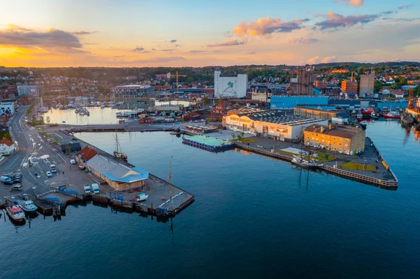 Svendborg Denmark June 2022 Sunset Aerial View Docks Danish Town — Stock Photo, Image