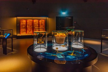 Odense, Danimarka, 19 Haziran 2022: Odense, Danimarka 'daki Hans Christian Andersen Müzesi' nde sergi.