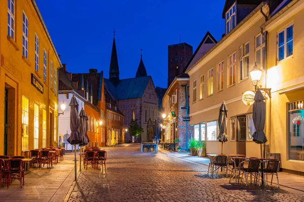 Ribe Danemark Juin 2022 Vue Nuit Une Rue Historique Dans — Photo