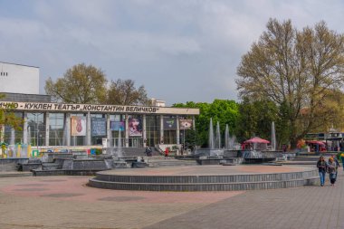Pazarjik, Bulgaristan, 22 Nisan 2022: Bulgaristan 'ın Pazarjik kentinde Konstantin Veliçkov tiyatrosu.