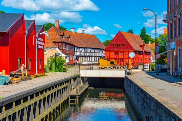 stock image Aarhus, Denmark, June 16, 2022: Colorful houses in Den Gamle By open-air museum in Aarhus, Denmark.