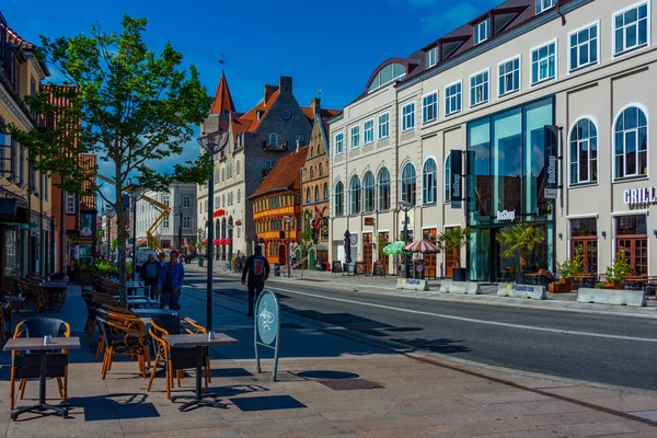 Aalborg Dinamarca Junio 2022 Vista Una Calle Comercial Centro Aalborg — Foto de Stock