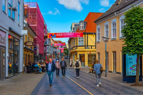 stock image Aalborg, Denmark, June 15, 2022: View of a commercial street in central Aalborg, Denmark.