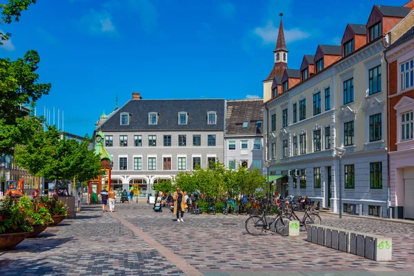 stock image Aalborg, Denmark, June 15, 2022: View of a commercial street in central Aalborg, Denmark.