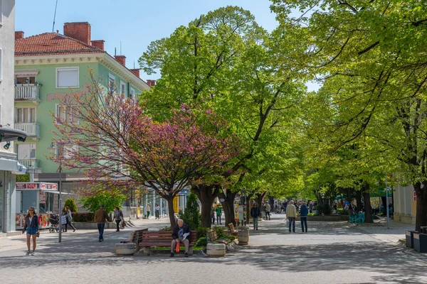 stock image Sliven, Bulgaria, April 23, 2022: View of a street in the center of Sliven, Bulgaria.