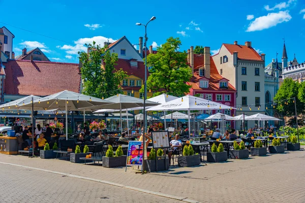 Riga Lettland Juni 2022 Blick Auf Ein Restaurant Der Altstadt — Stockfoto
