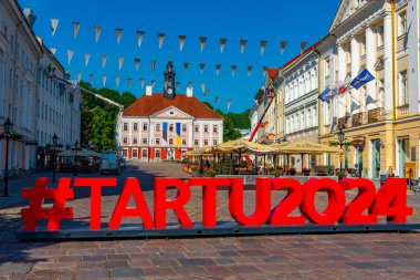 Tartu, Estonia, June 27, 2022: Town hall square in Estonian town Tartu. clipart