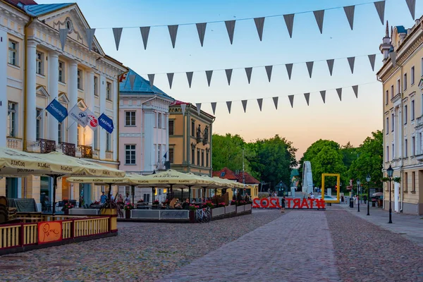 Tartu Estónia Junho 2022 Restaurantes Praça Câmara Municipal Tartu — Fotografia de Stock