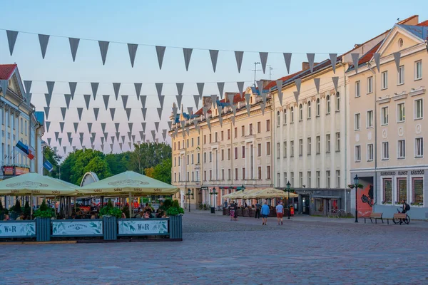 Tartu Estonia Czerwca 2022 Widok Zachody Słońca Restauracji Rynku Ratusza — Zdjęcie stockowe