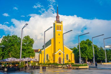 Tallinn, Estonya, 29 Haziran 2022: Tallinn 'e Özgürlük Meydanı Estonya' dan Havadan Bakış..