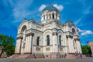 Kaunas, Litvanya, 5 Temmuz 2022: Kaunas, Litvanya 'daki Aziz Mikail Kilisesi.