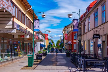 Lidkoping, İsveç, 17 Temmuz 2022: Lidkoping, İsveç 'te ticari cadde...