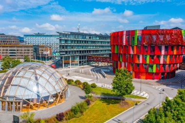 Goteborg, İsveç, 18 Temmuz 2022: Kuggen Üniversitesi binası ve İsveç 'in Goteborg.IMAGE kentindeki hidrojen kubbesi