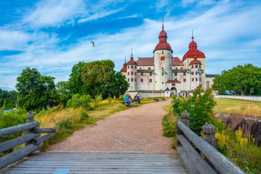 Lidkoping, İsveç, 17 Temmuz 2022: İsveç 'teki Lacko Kalesi manzarası.