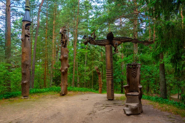 Juodkrante Litouwen Juli 2022 Houten Sculptuur Bij Heksenheuvel Curonisch Spuug — Stockfoto