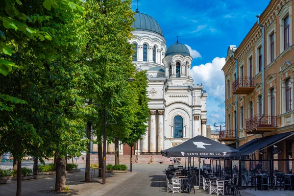 stock image Kaunas, Lithuania, July 5, 2022: Laisves Gatve street in the center of Kaunas, Lithuania.