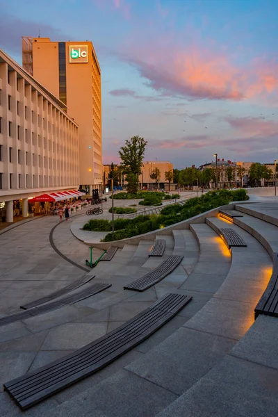 Kaunas Lituânia Julho 2022 Vista Pôr Sol Praça Vienybes Aikste — Fotografia de Stock
