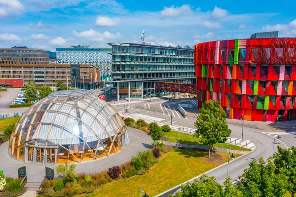 stock image Goteborg, Sweden, July 18, 2022: Kuggen university building and the hydrogen dome in Swedish town Goteborg.IMAGE