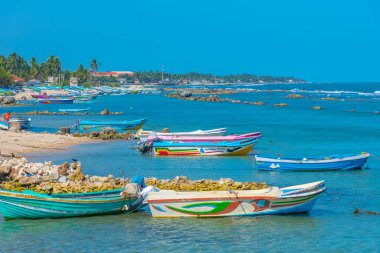 Jaffna, Sri Lanka, 8 Şubat 2022: Sri Lanka 'nın kuzey kıyısında balıkçı tekneleri.
