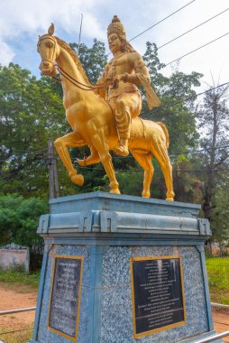 Jaffna, Sri Lanka, 7 Şubat 2022: Kral Sangiliyan 'ın Jaffna, Sri Lanka Heykeli.