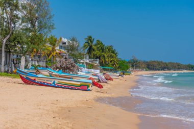 Trincomalee, Sri Lanka, 6 Şubat 2022: Trincomalee, Sri Lanka 'da balıkçı tekneleri.