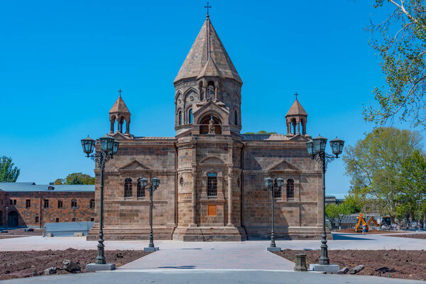 Etchmiadzin Cathedral during a sunny day in Armenia