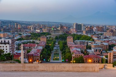 Sunset view of Yerevan from the Cascade staircase, Armenia clipart