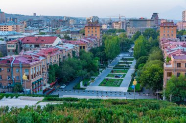 Sunset view of Yerevan from the Cascade staircase, Armenia clipart
