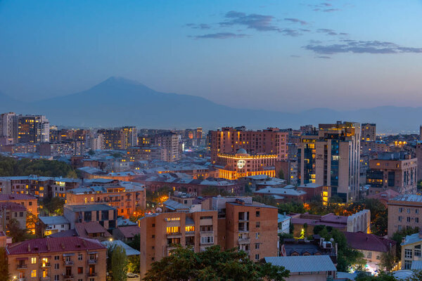 Sunset panorama view of Yerevan in Armenia