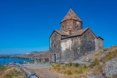 Sunny day at Sevanavank church in Armenia clipart