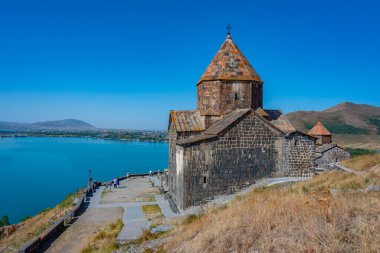 Sunny day at Sevanavank church in Armenia clipart