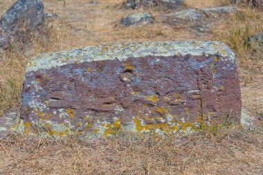 Khachkars 'lı Noratus mezarlığı - Ermenistan' da antik mezar taşları