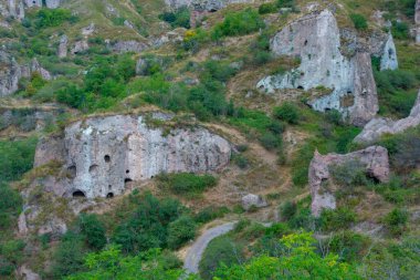 Eski Khndzoresk Ermenistan 'daki terk edilmiş mağara kasabası