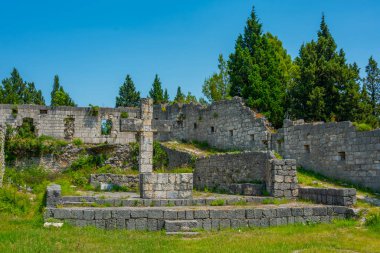 Bosna-Hersek 'in eski Stolac kasabasının manzarası
