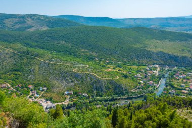 Bosna kenti Blagaj 'ın Panorama manzarası