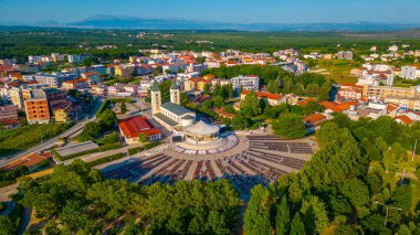 Bosna-Hersek 'teki Medjugorje hac sahasının hava manzarası